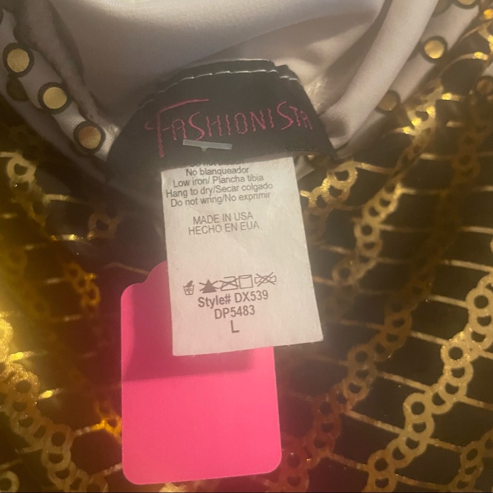 Crème, black and metallic gold dress.  Purchased new; never worn. - Picture 2 of 2